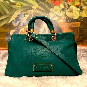 Marc By Marc Jacobs Green Satchel with Gold Hardware